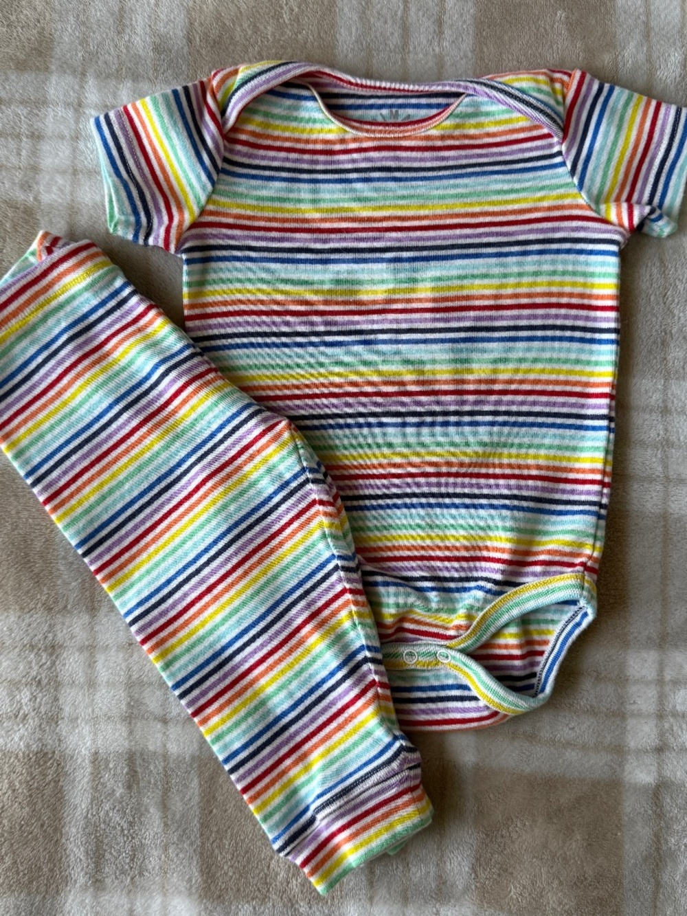 PRIMARY Rainbow Stripe Bodysuit and Pants Set 6-12 months